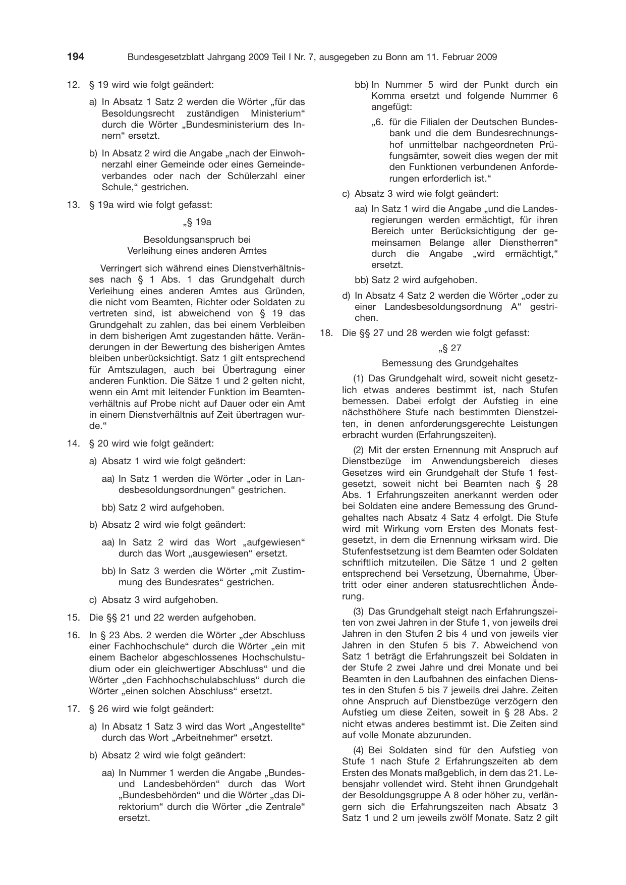 BGBl. 2009, Seite 194 — Originalseite als Abbildung