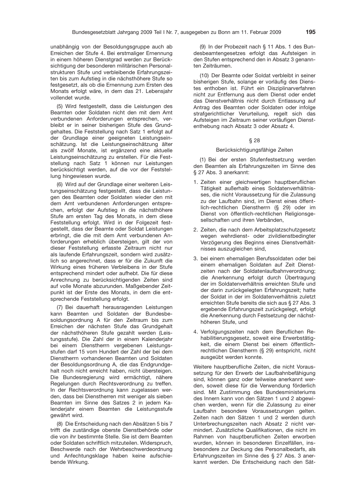 BGBl. 2009, Seite 195 — Originalseite als Abbildung