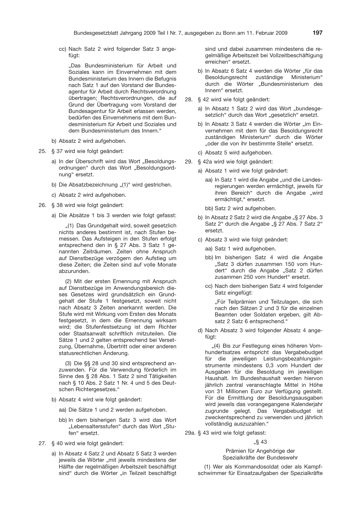 BGBl. 2009, Seite 197 — Originalseite als Abbildung