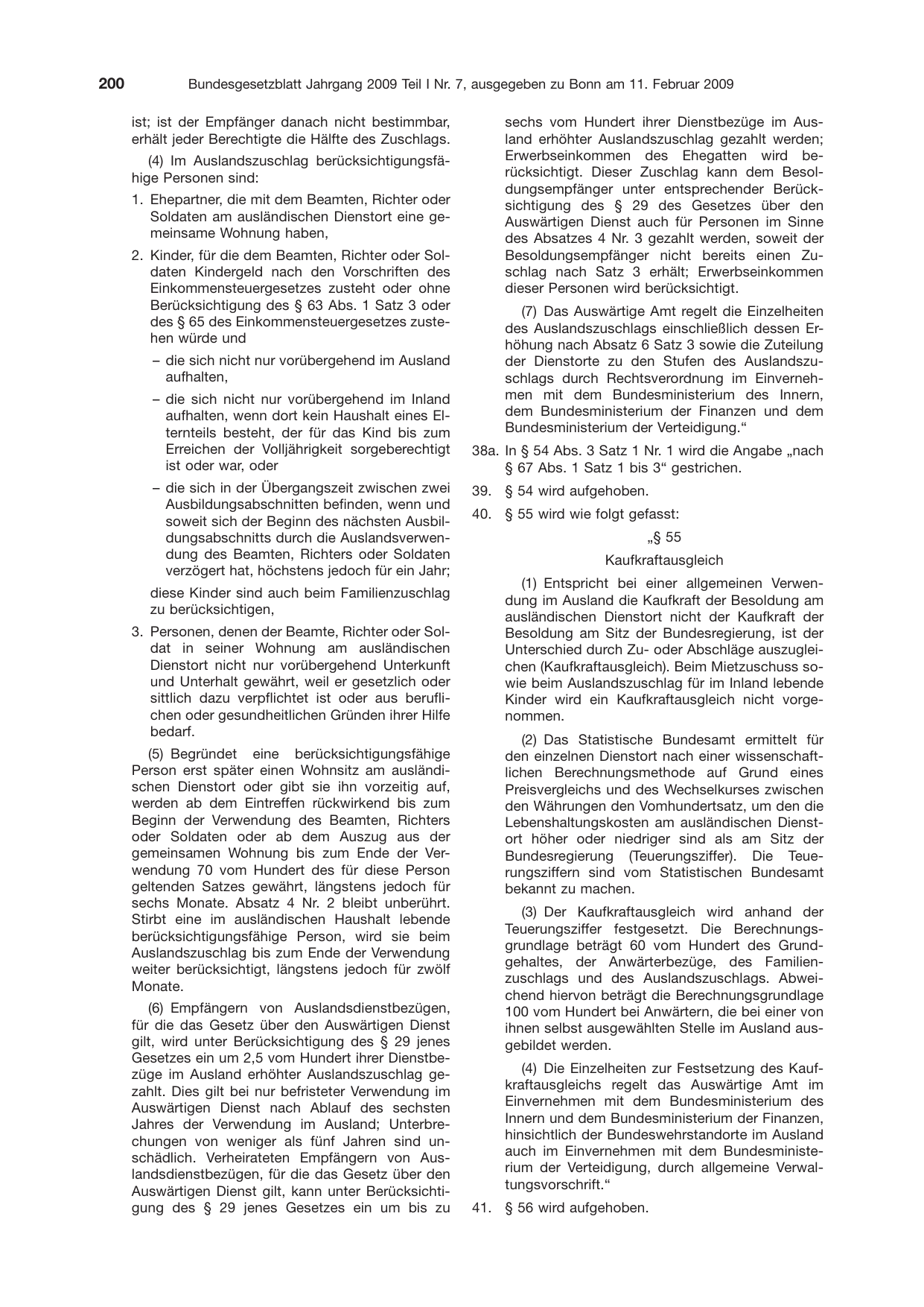 BGBl. 2009, Seite 200 — Originalseite als Abbildung