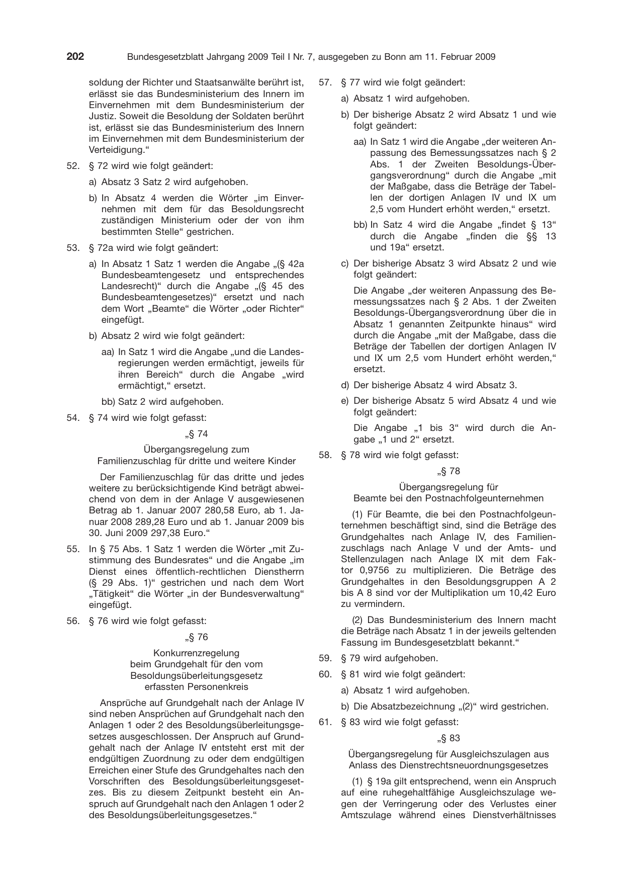 BGBl. 2009, Seite 202 — Originalseite als Abbildung