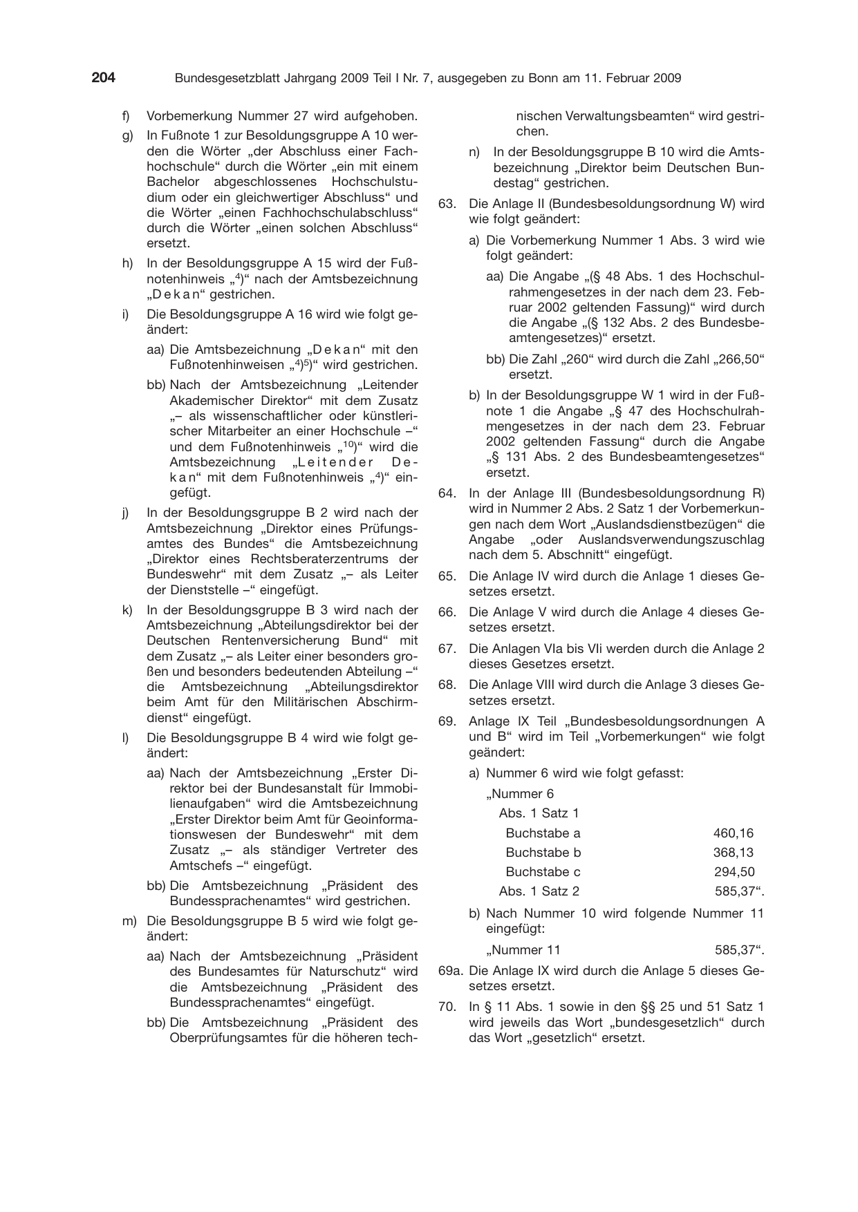 BGBl. 2009, Seite 204 — Originalseite als Abbildung