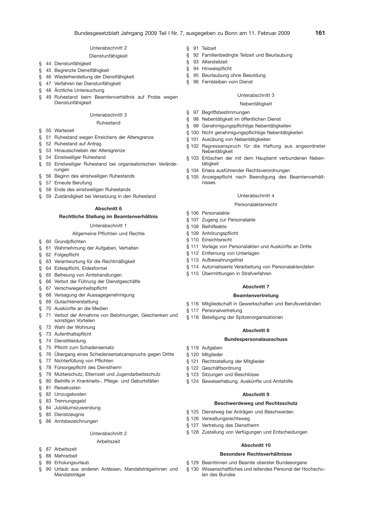 BGBl. 2009, Seite 161 — Originalseite als Abbildung