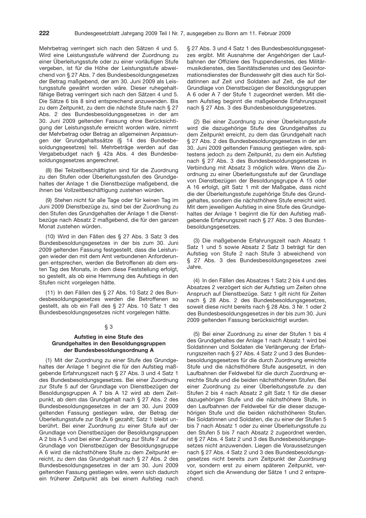 BGBl. 2009, Seite 222 — Originalseite als Abbildung