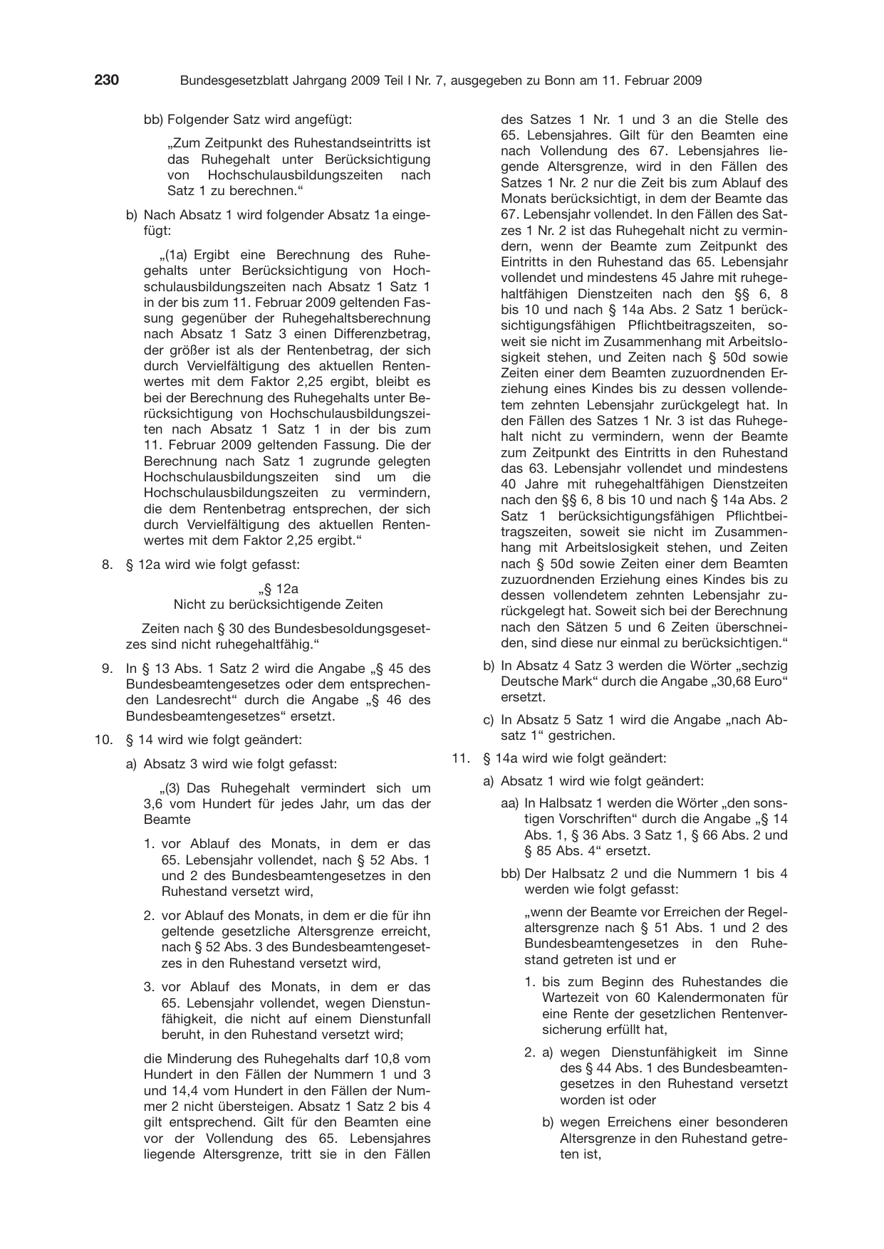 BGBl. 2009, Seite 230 — Originalseite als Abbildung