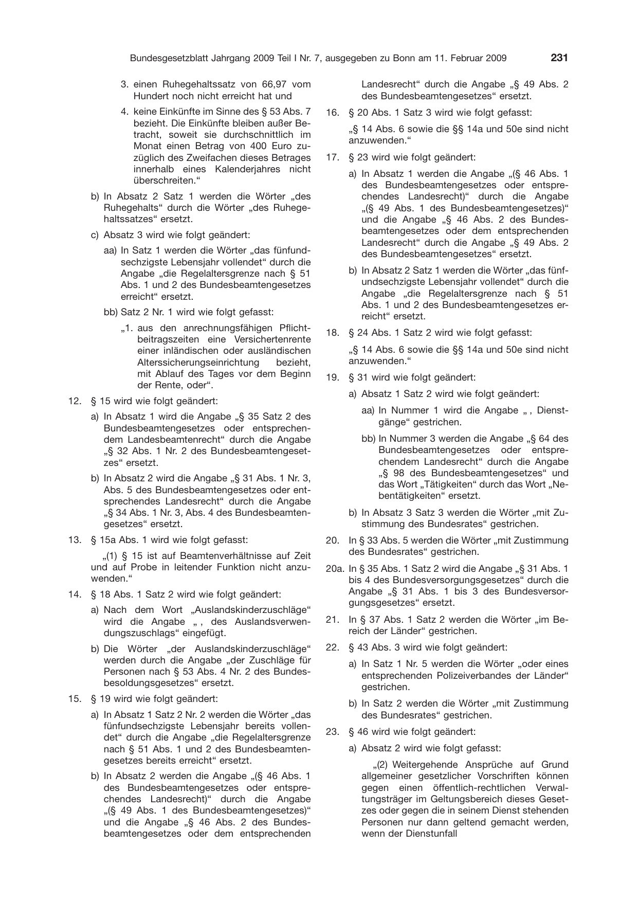 BGBl. 2009, Seite 231 — Originalseite als Abbildung