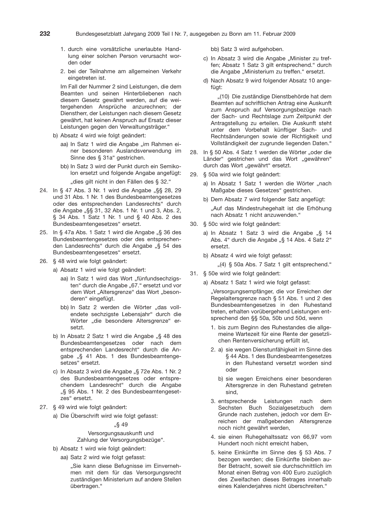 BGBl. 2009, Seite 232 — Originalseite als Abbildung