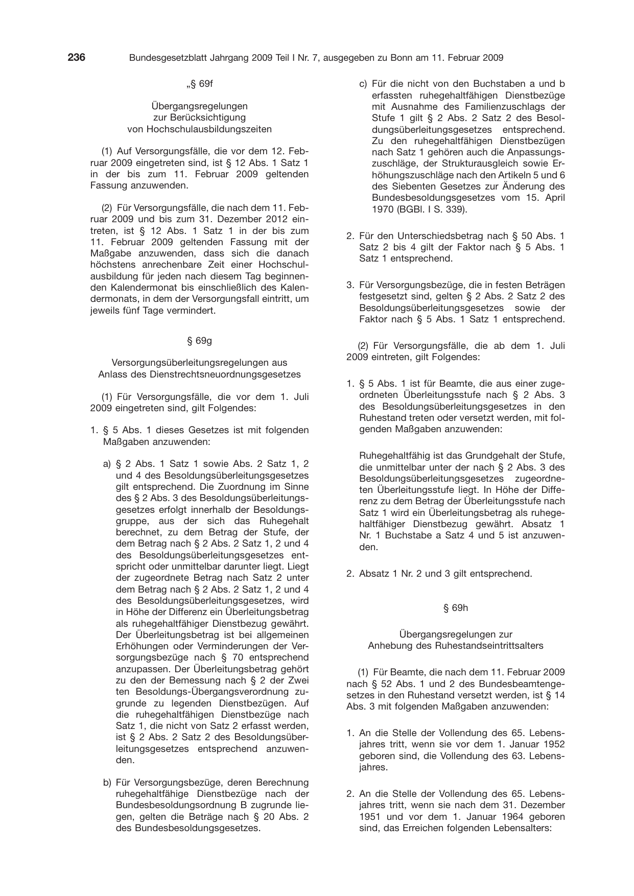 BGBl. 2009, Seite 236 — Originalseite als Abbildung