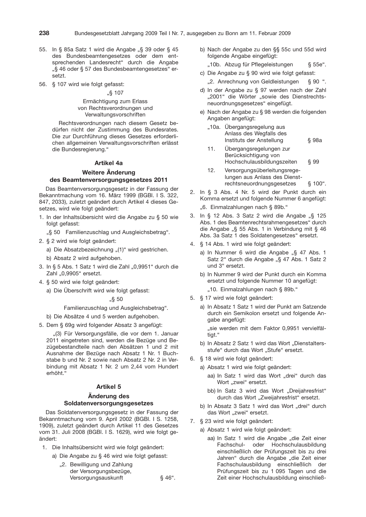 BGBl. 2009, Seite 238 — Originalseite als Abbildung