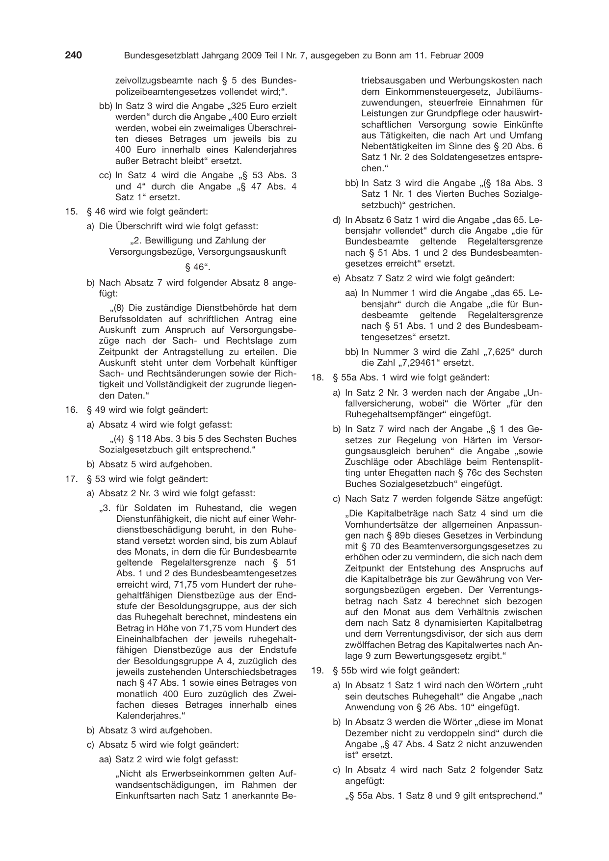 BGBl. 2009, Seite 240 — Originalseite als Abbildung
