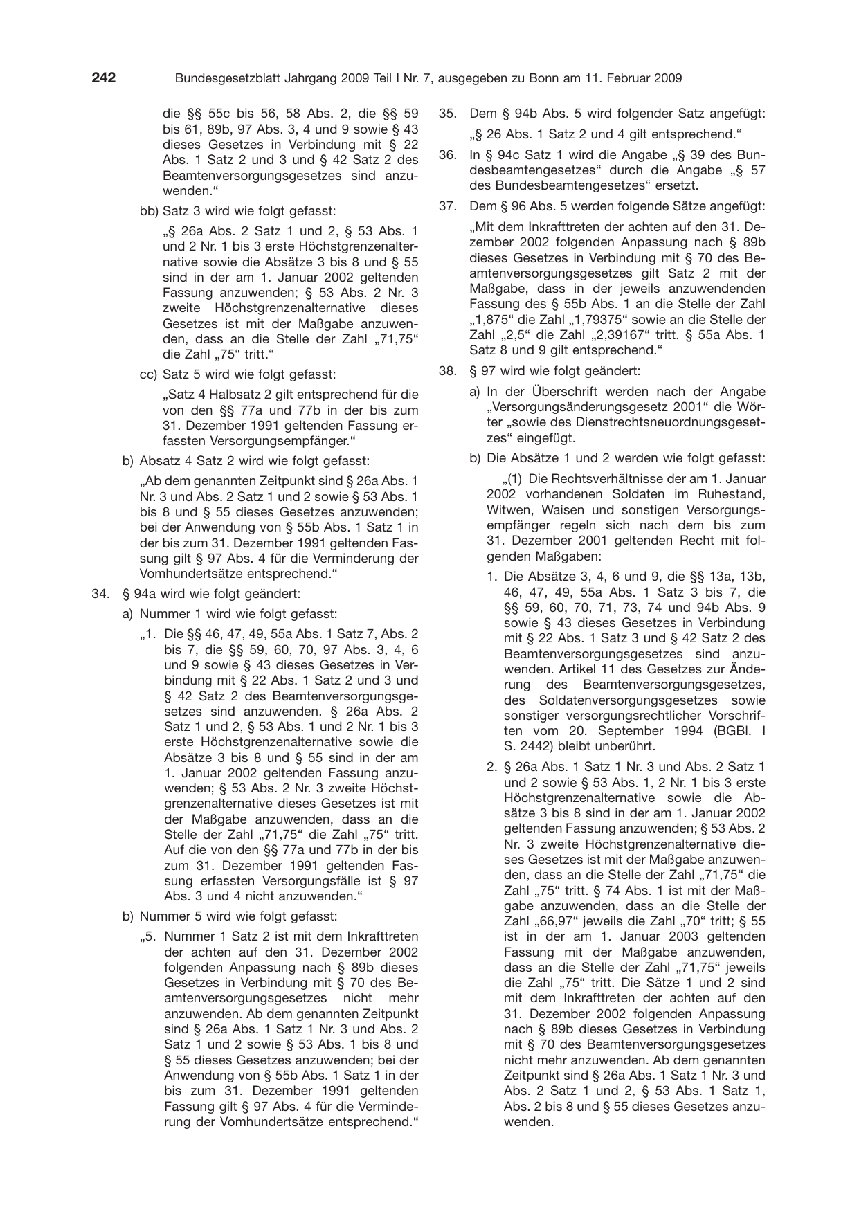 BGBl. 2009, Seite 242 — Originalseite als Abbildung