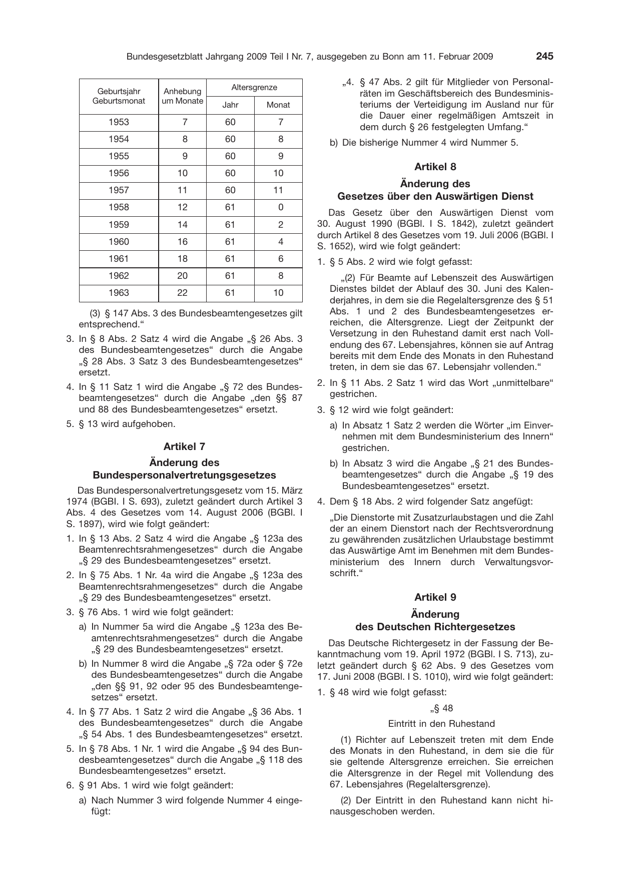 BGBl. 2009, Seite 245 — Originalseite als Abbildung