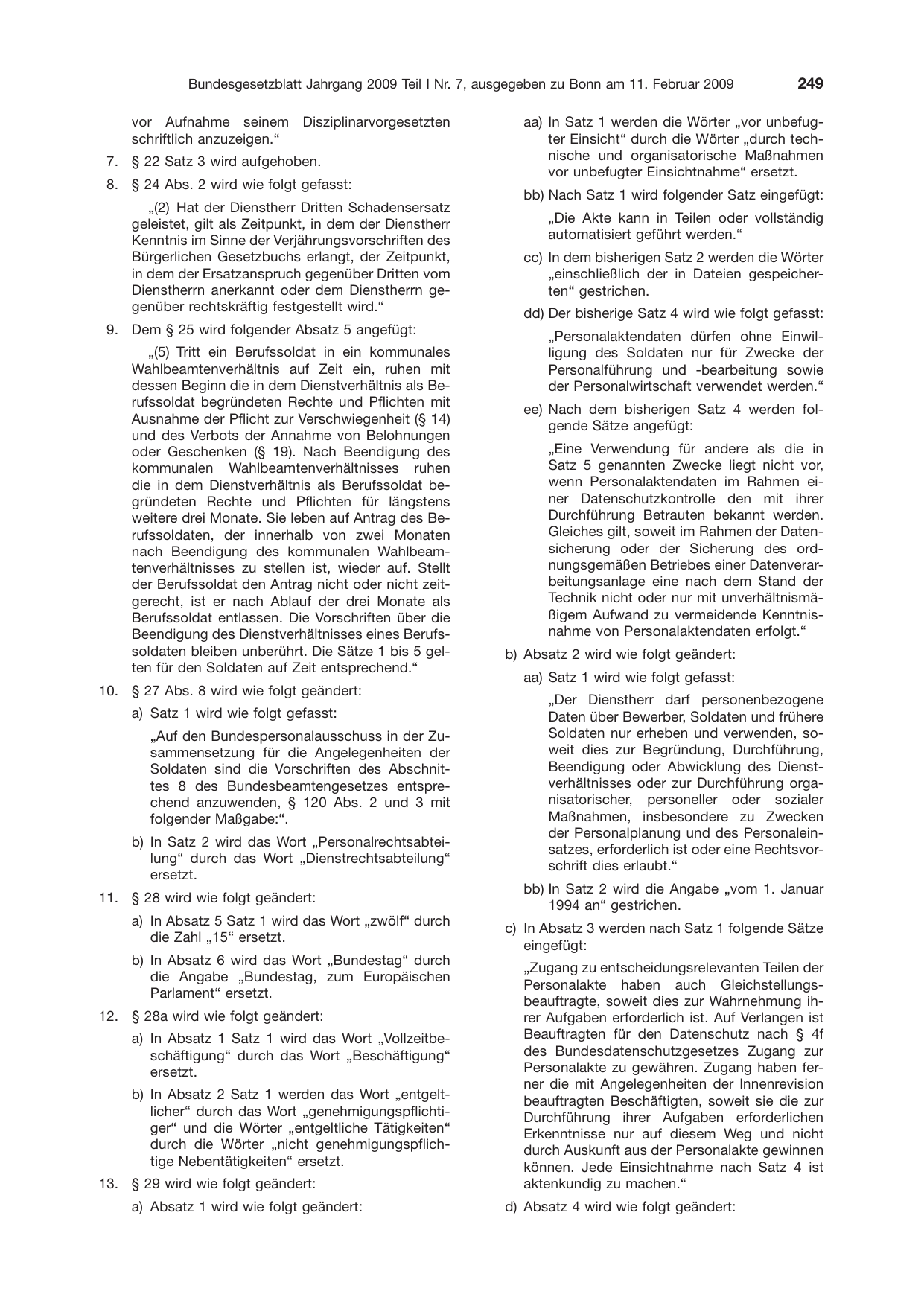 BGBl. 2009, Seite 249 — Originalseite als Abbildung