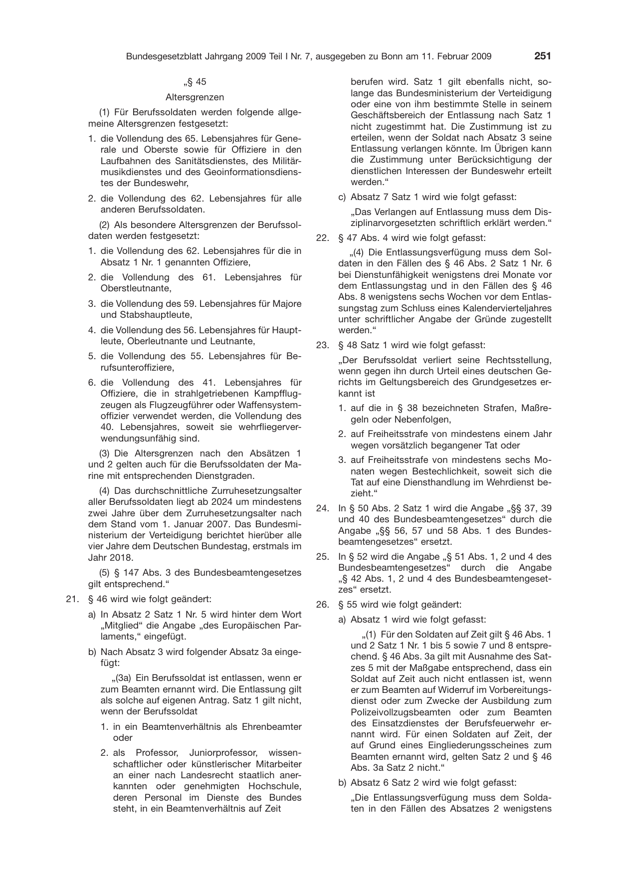 BGBl. 2009, Seite 251 — Originalseite als Abbildung