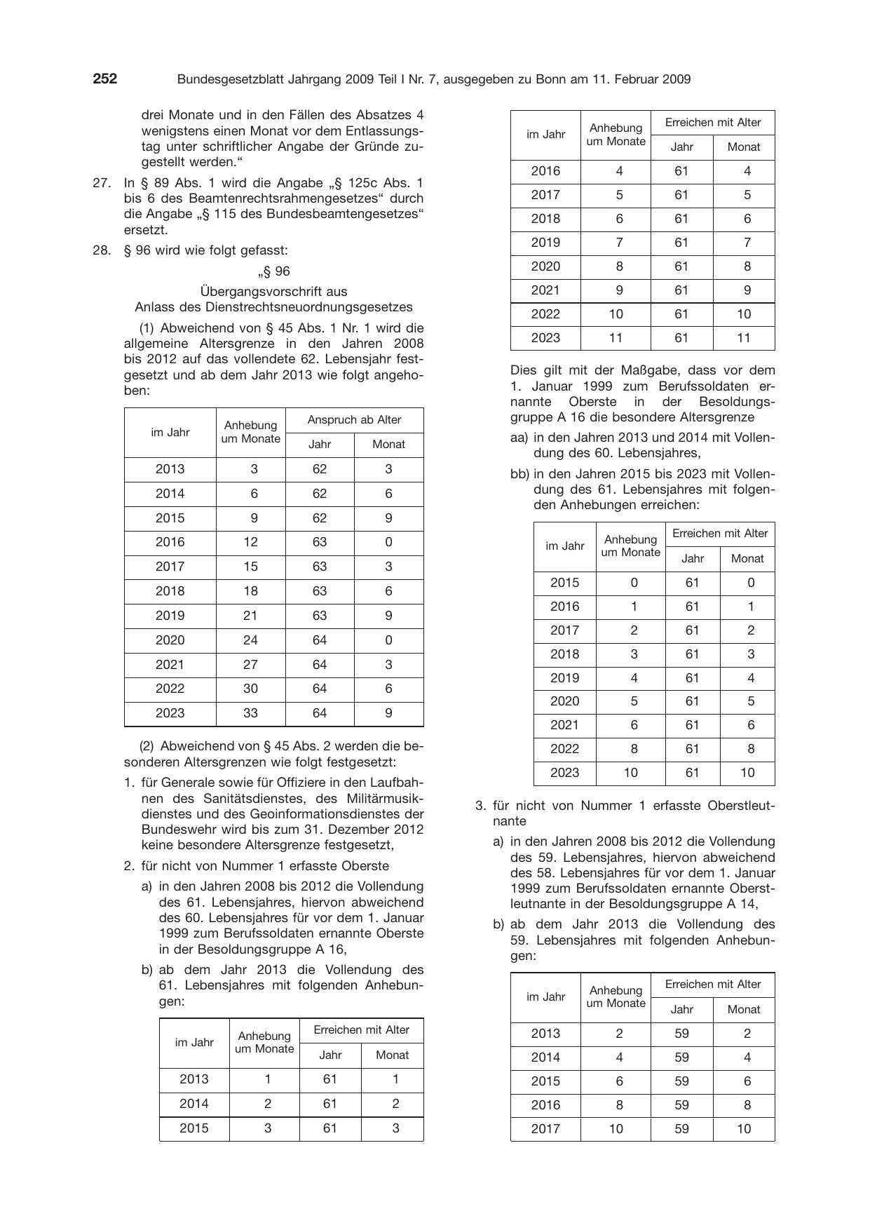 BGBl. 2009, Seite 252 — Originalseite als Abbildung