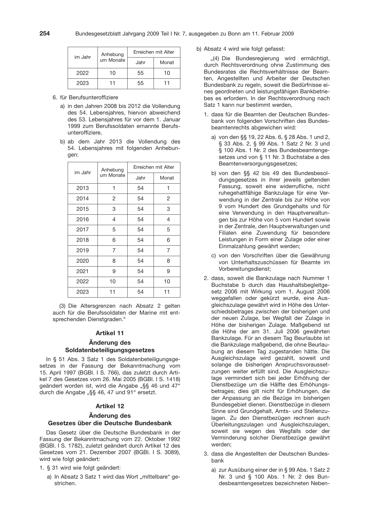 BGBl. 2009, Seite 254 — Originalseite als Abbildung