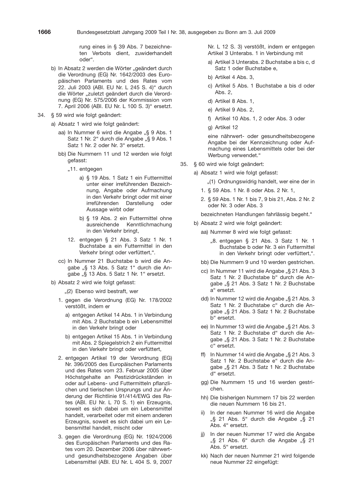BGBl. 2009, Seite 1666 — Originalseite als Abbildung