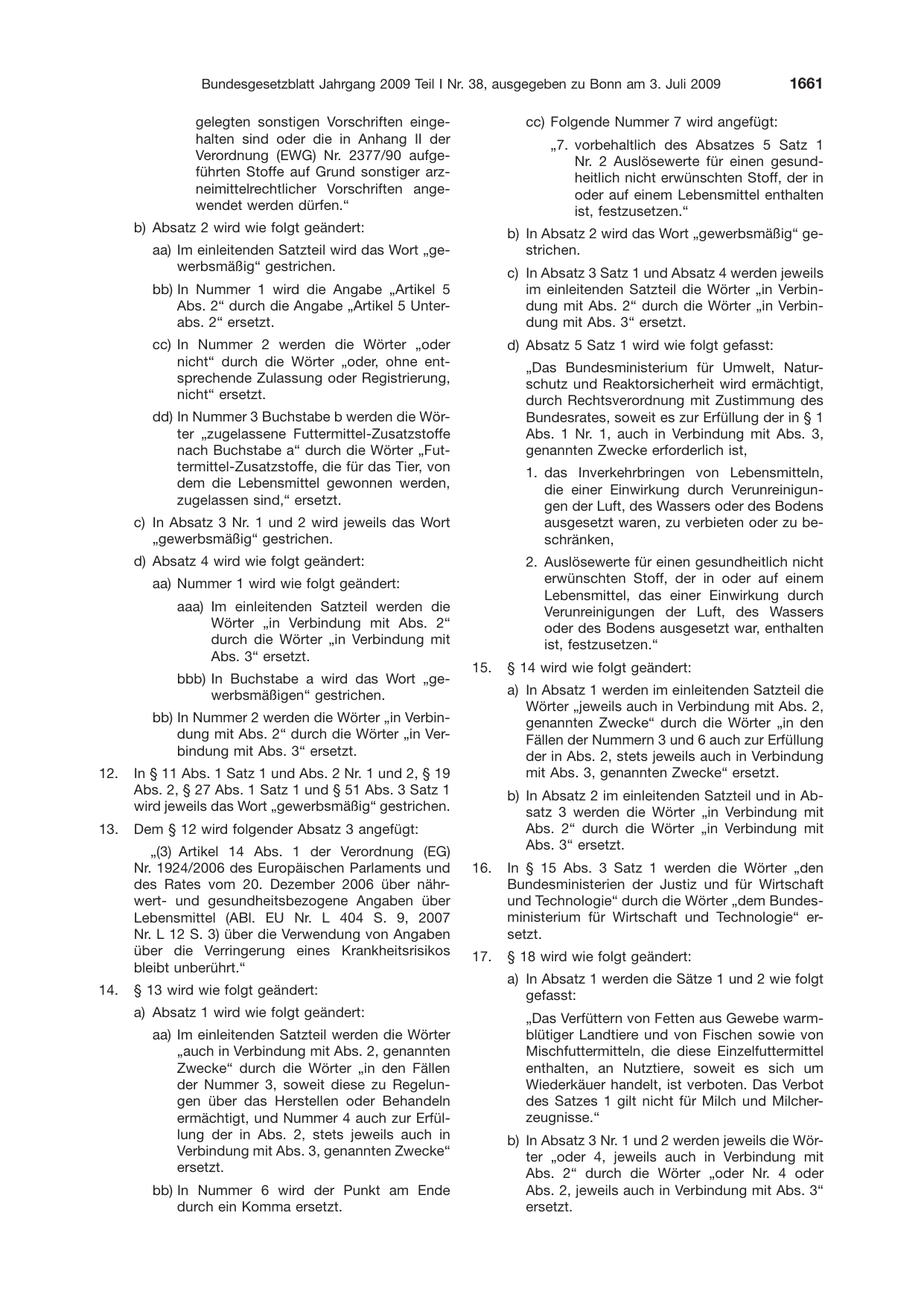 BGBl. 2009, Seite 1661 — Originalseite als Abbildung