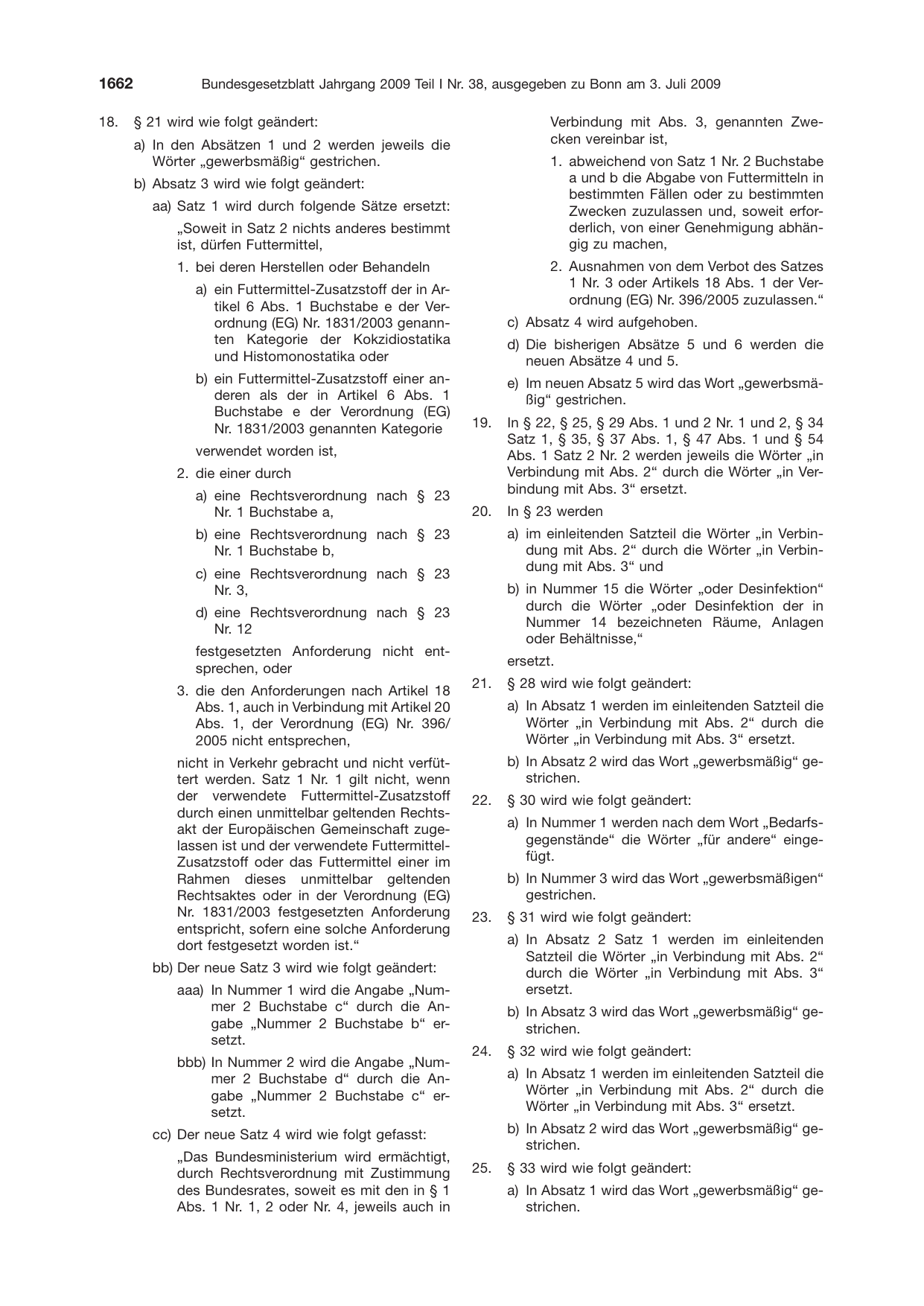 BGBl. 2009, Seite 1662 — Originalseite als Abbildung