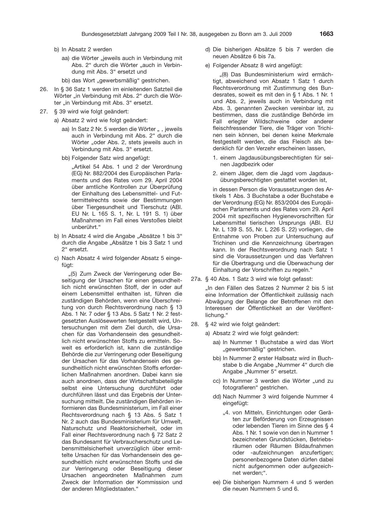 BGBl. 2009, Seite 1663 — Originalseite als Abbildung