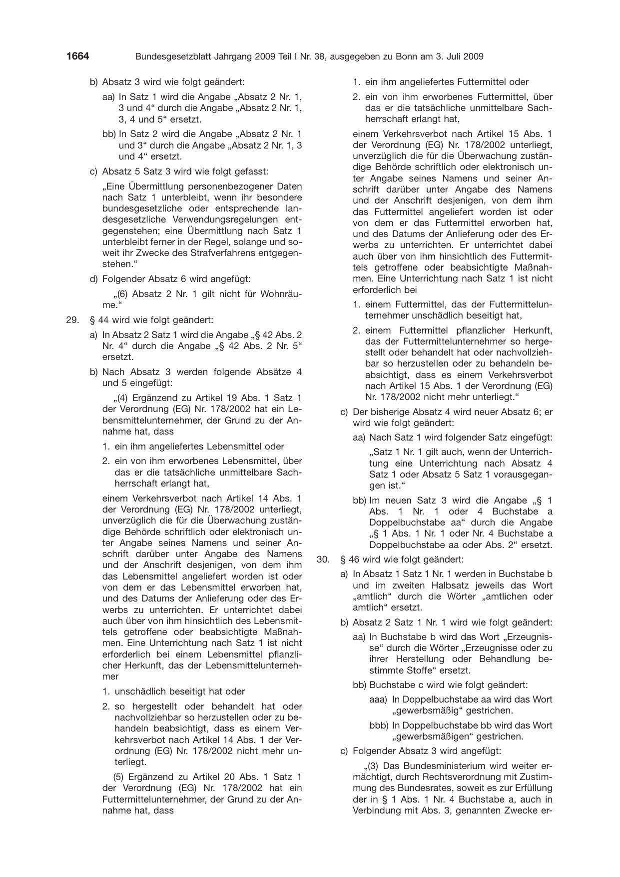 BGBl. 2009, Seite 1664 — Originalseite als Abbildung