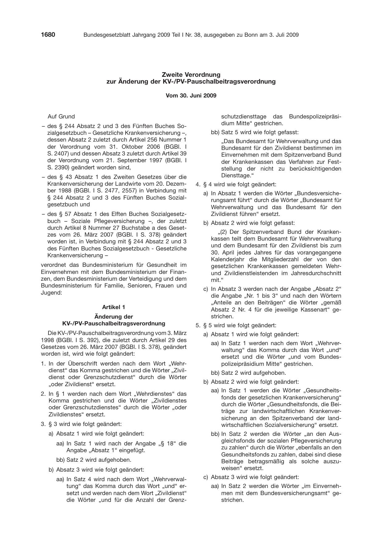 BGBl. 2009, Seite 1680 — Originalseite als Abbildung