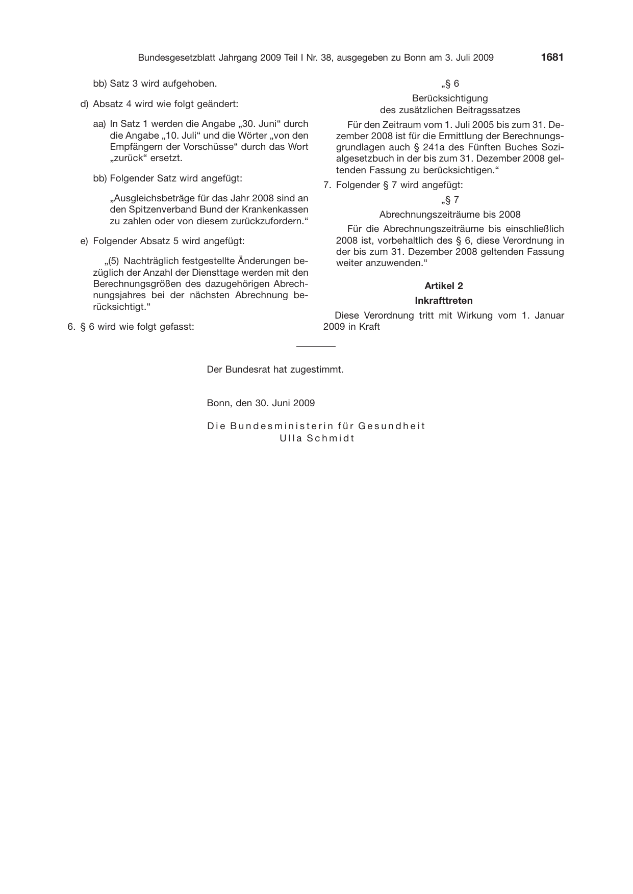 BGBl. 2009, Seite 1681 — Originalseite als Abbildung