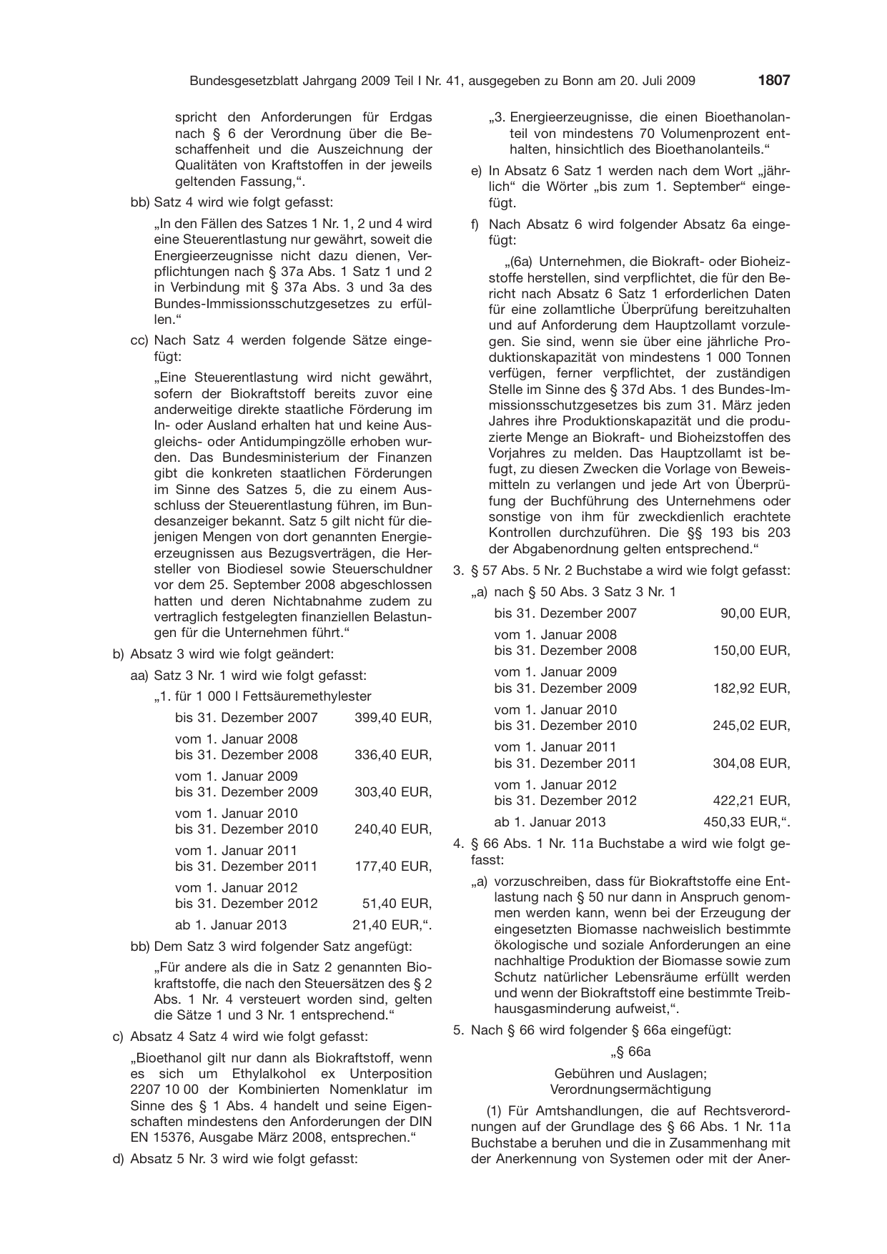 BGBl. 2009, Seite 1807 — Originalseite als Abbildung