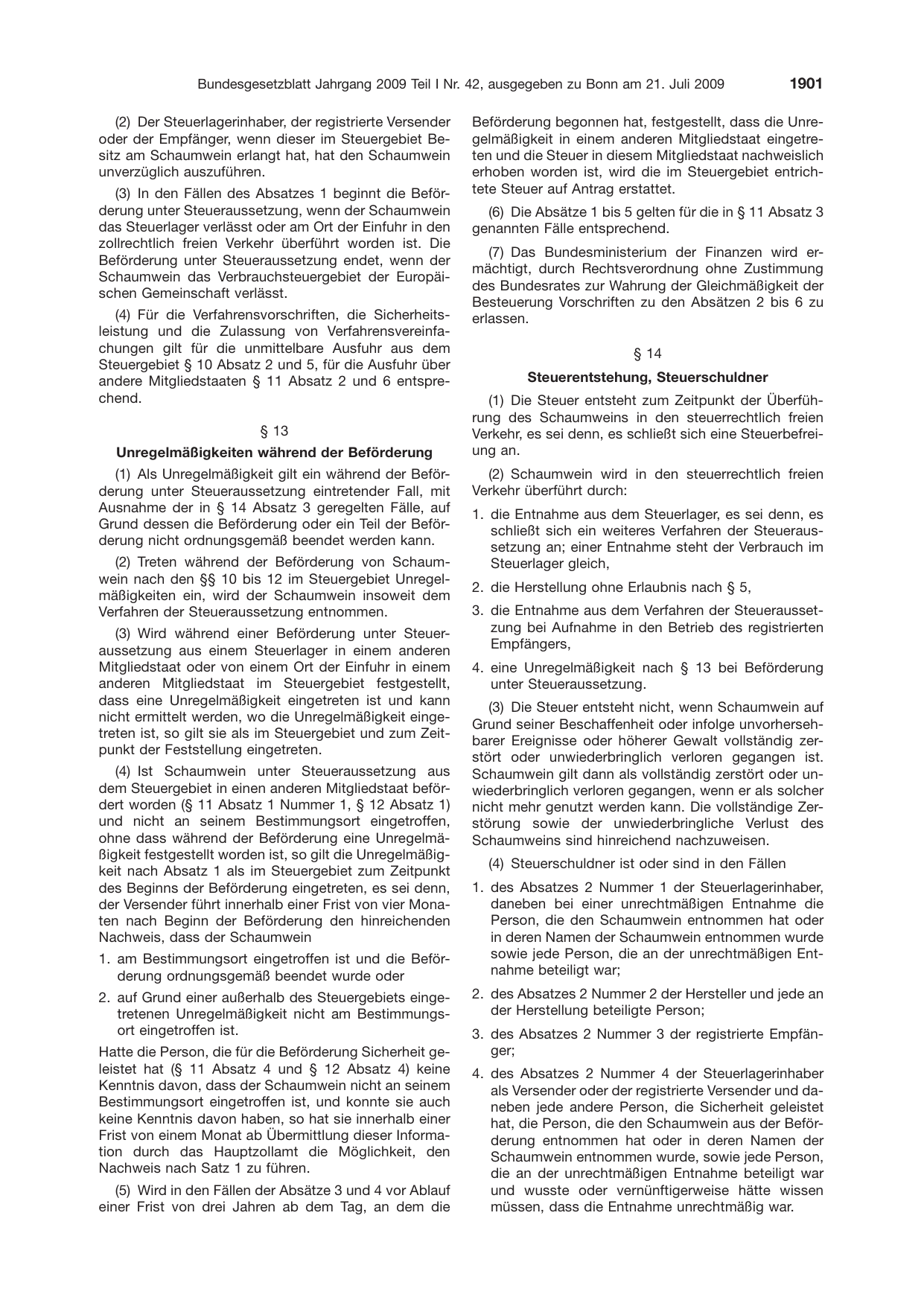 BGBl. 2009, Seite 1901 — Originalseite als Abbildung