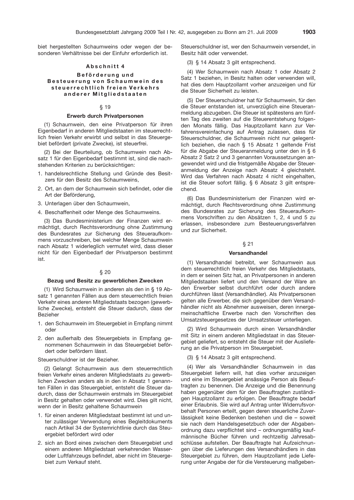 BGBl. 2009, Seite 1903 — Originalseite als Abbildung