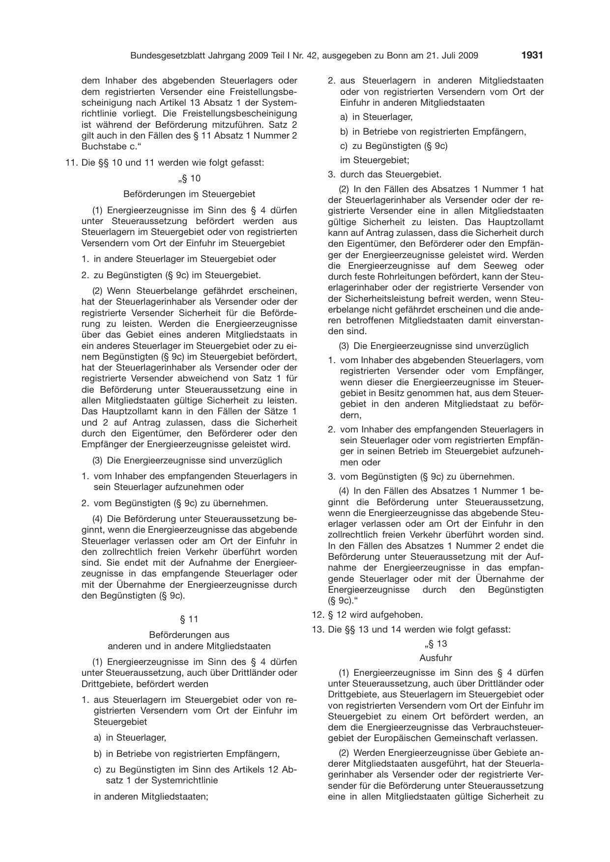 BGBl. 2009, Seite 1931 — Originalseite als Abbildung
