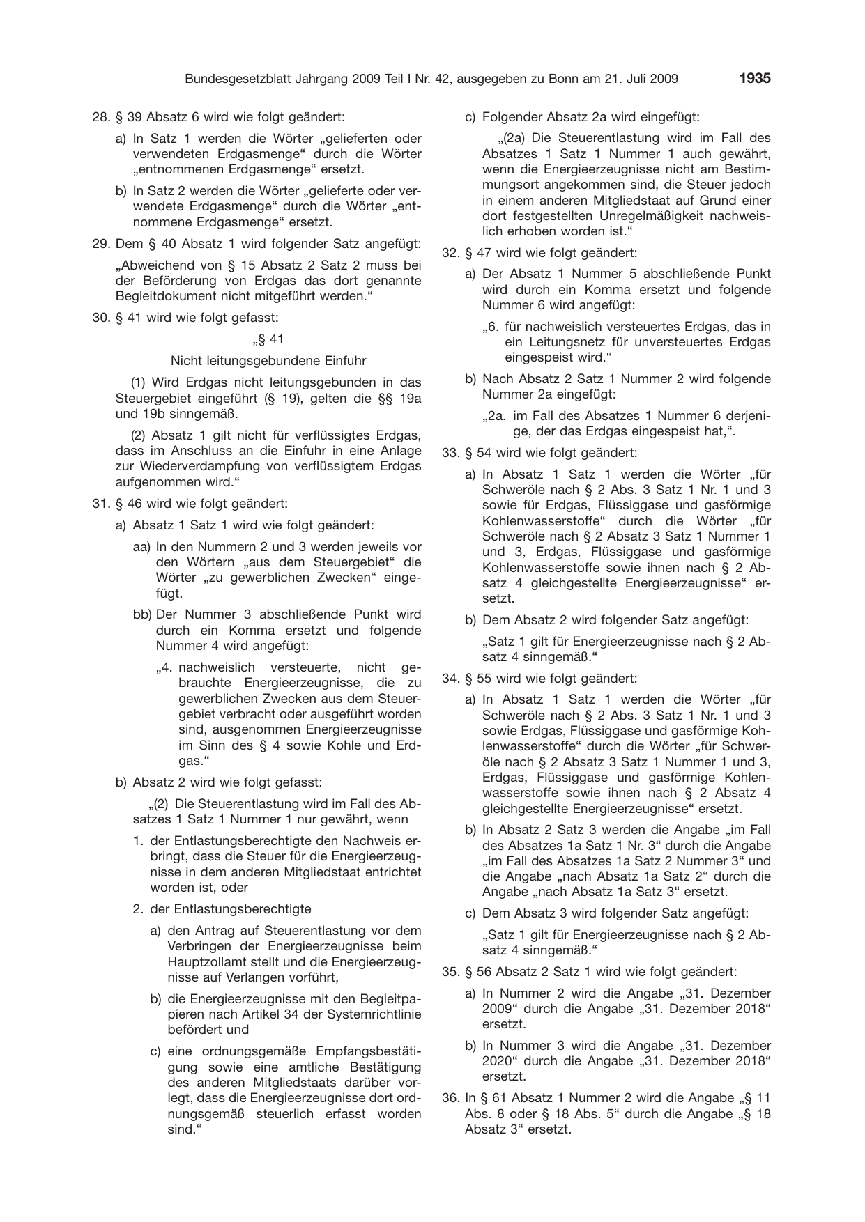 BGBl. 2009, Seite 1935 — Originalseite als Abbildung