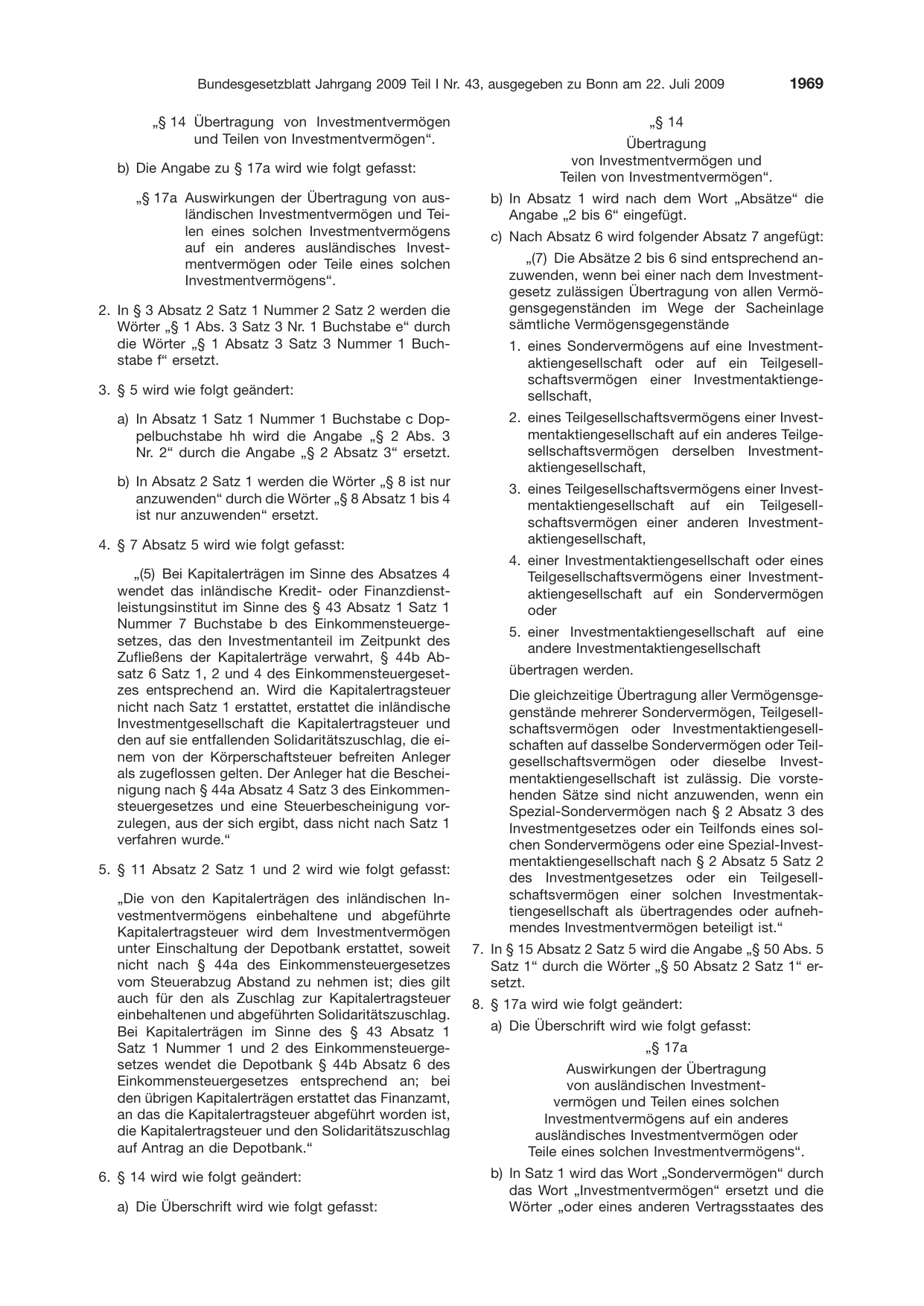 BGBl. 2009, Seite 1969 — Originalseite als Abbildung