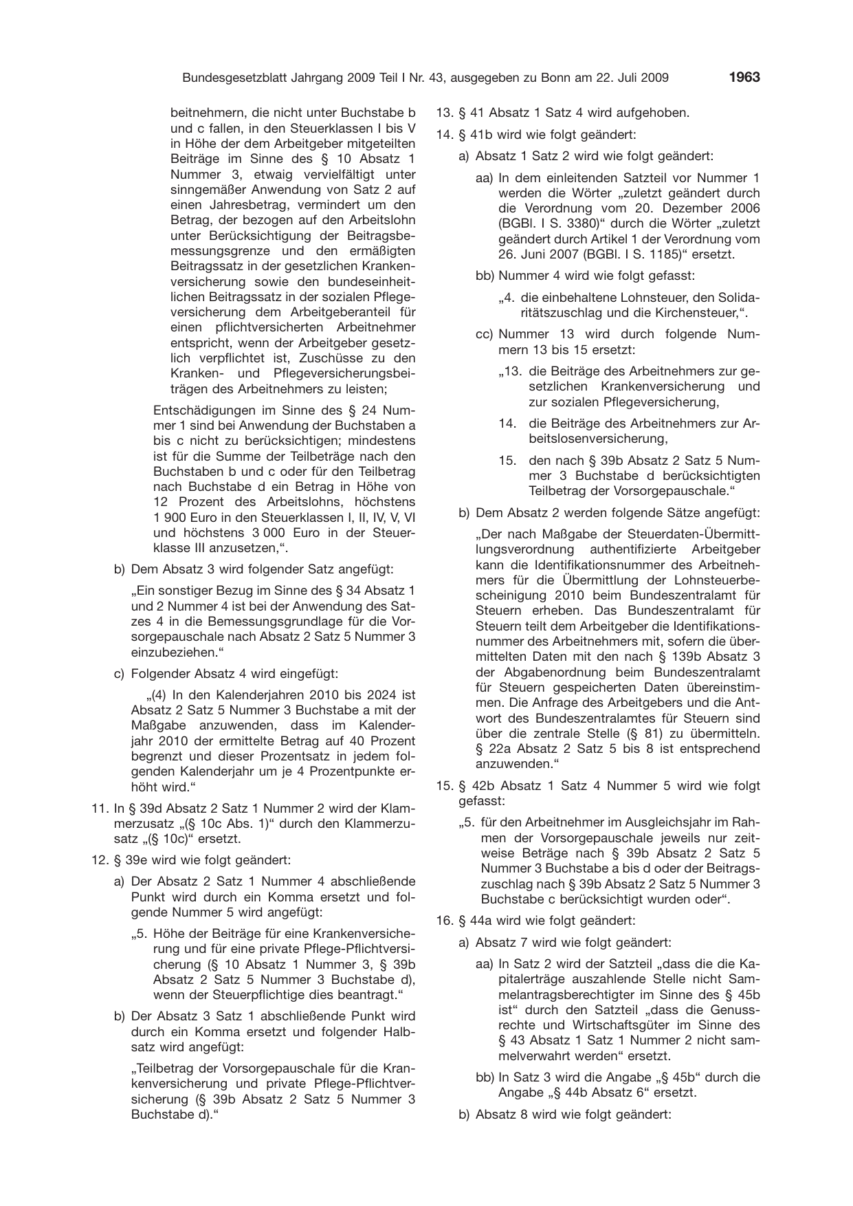 BGBl. 2009, Seite 1963 — Originalseite als Abbildung
