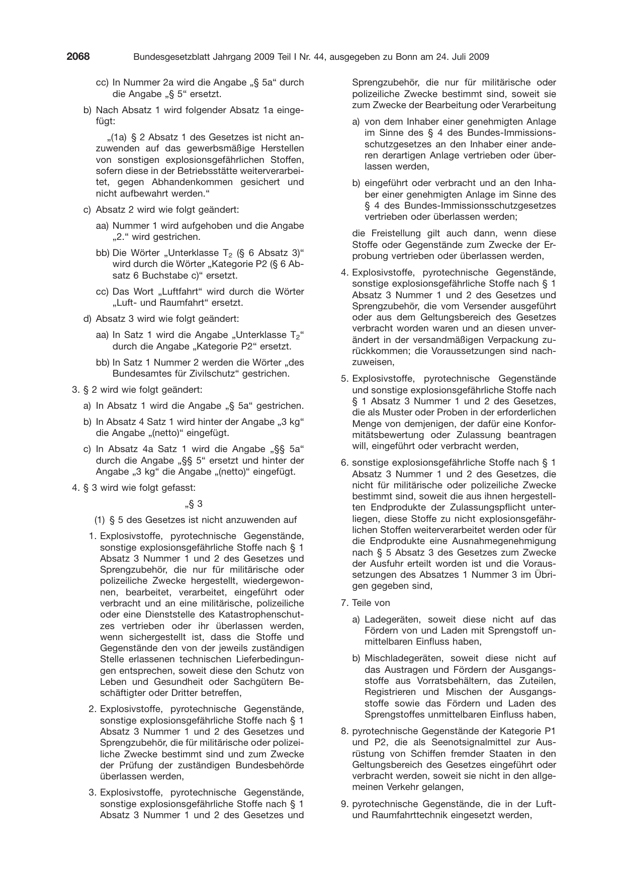 BGBl. 2009, Seite 2068 — Originalseite als Abbildung