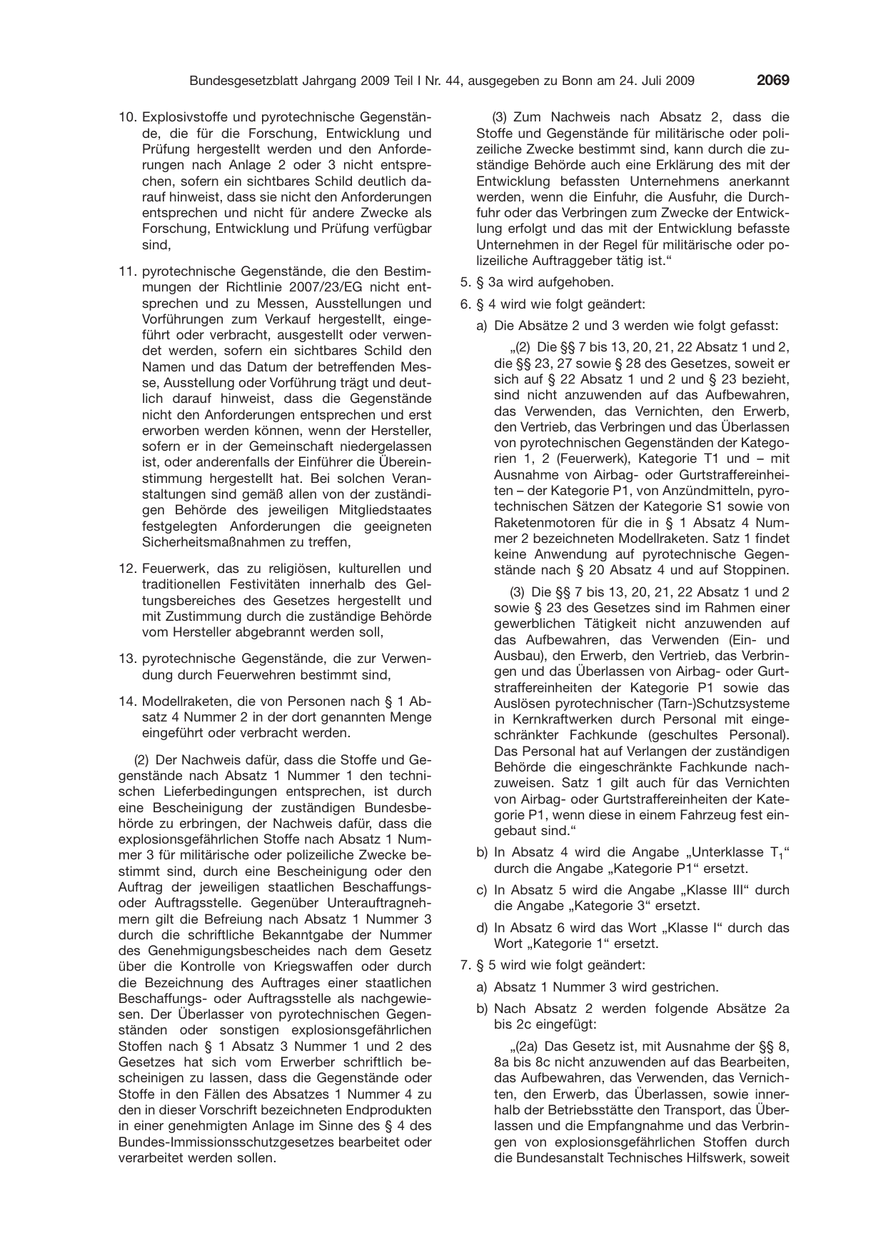 BGBl. 2009, Seite 2069 — Originalseite als Abbildung