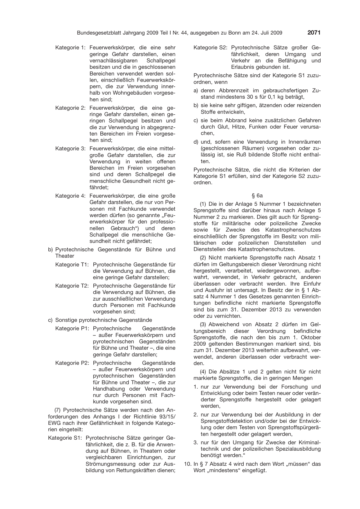 BGBl. 2009, Seite 2071 — Originalseite als Abbildung