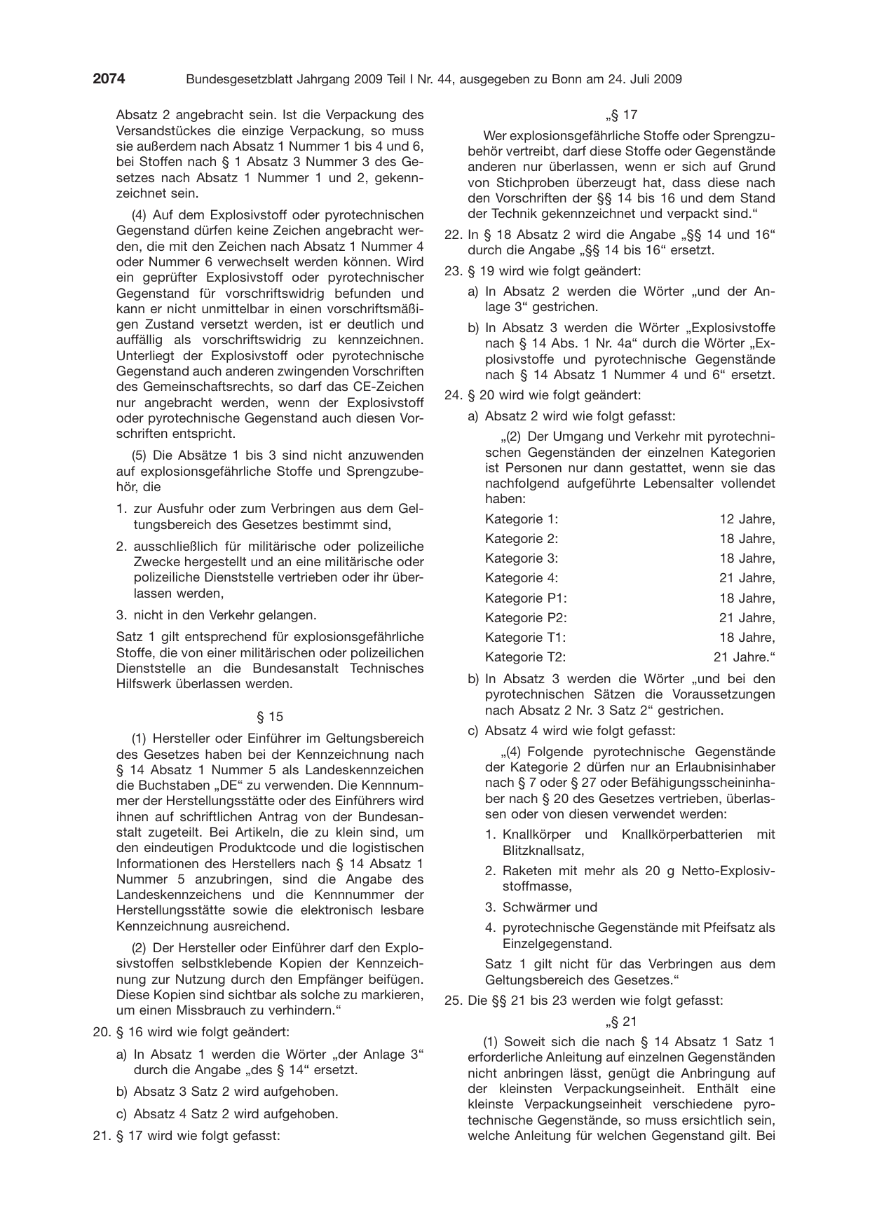 BGBl. 2009, Seite 2074 — Originalseite als Abbildung