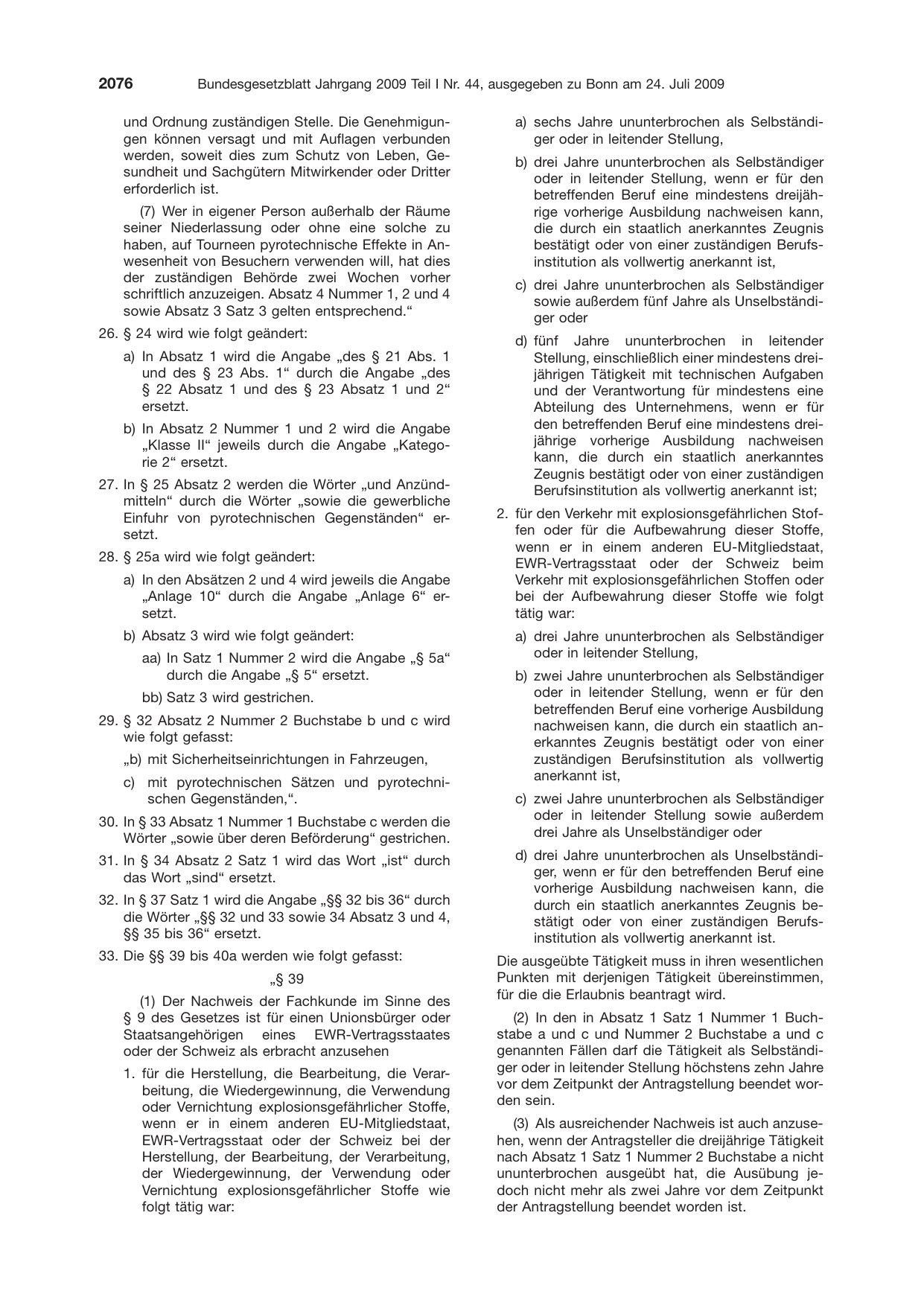 BGBl. 2009, Seite 2076 — Originalseite als Abbildung
