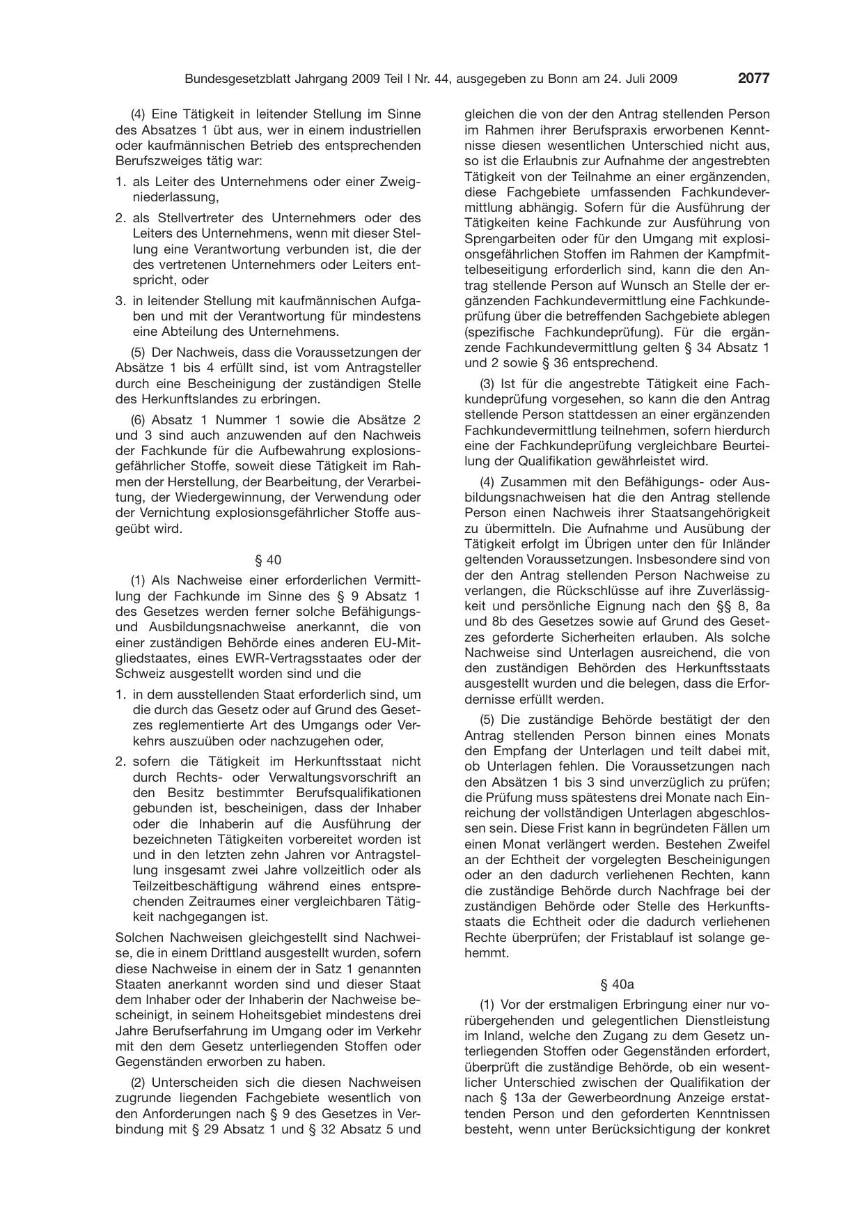 BGBl. 2009, Seite 2077 — Originalseite als Abbildung