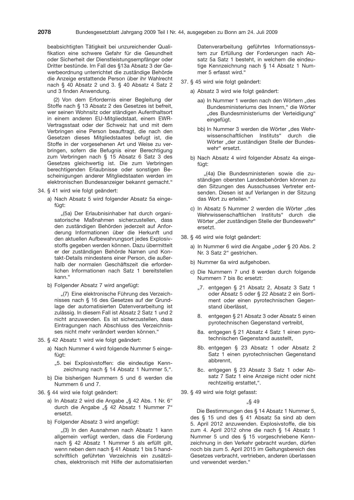 BGBl. 2009, Seite 2078 — Originalseite als Abbildung