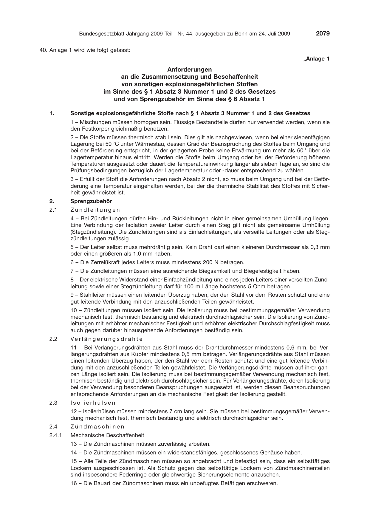 BGBl. 2009, Seite 2079 — Originalseite als Abbildung