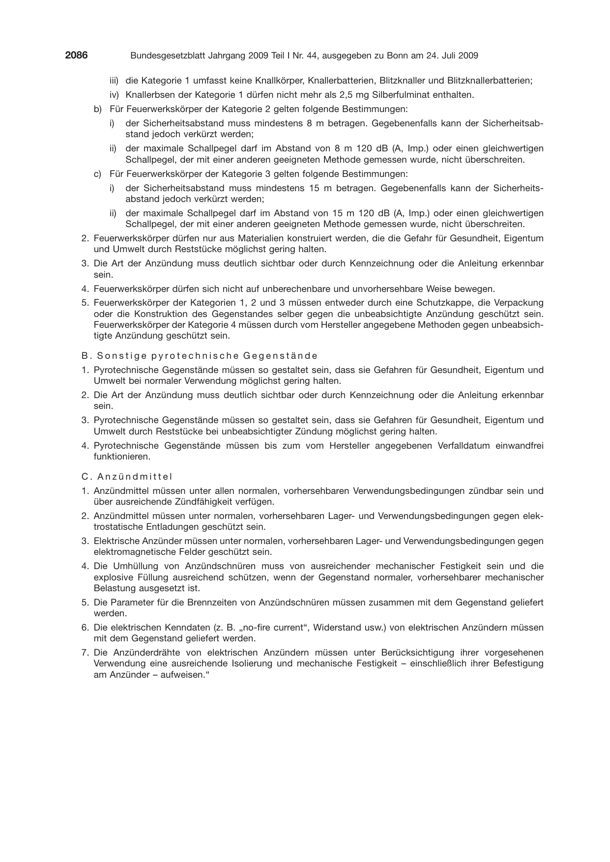 BGBl. 2009, Seite 2086 — Originalseite als Abbildung