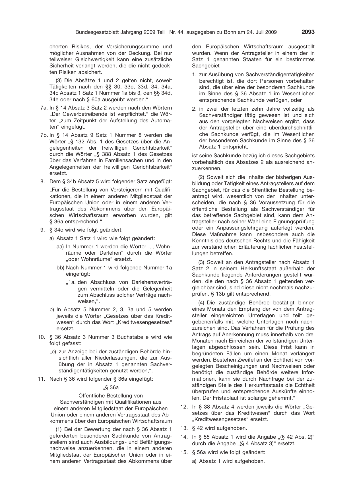 BGBl. 2009, Seite 2093 — Originalseite als Abbildung