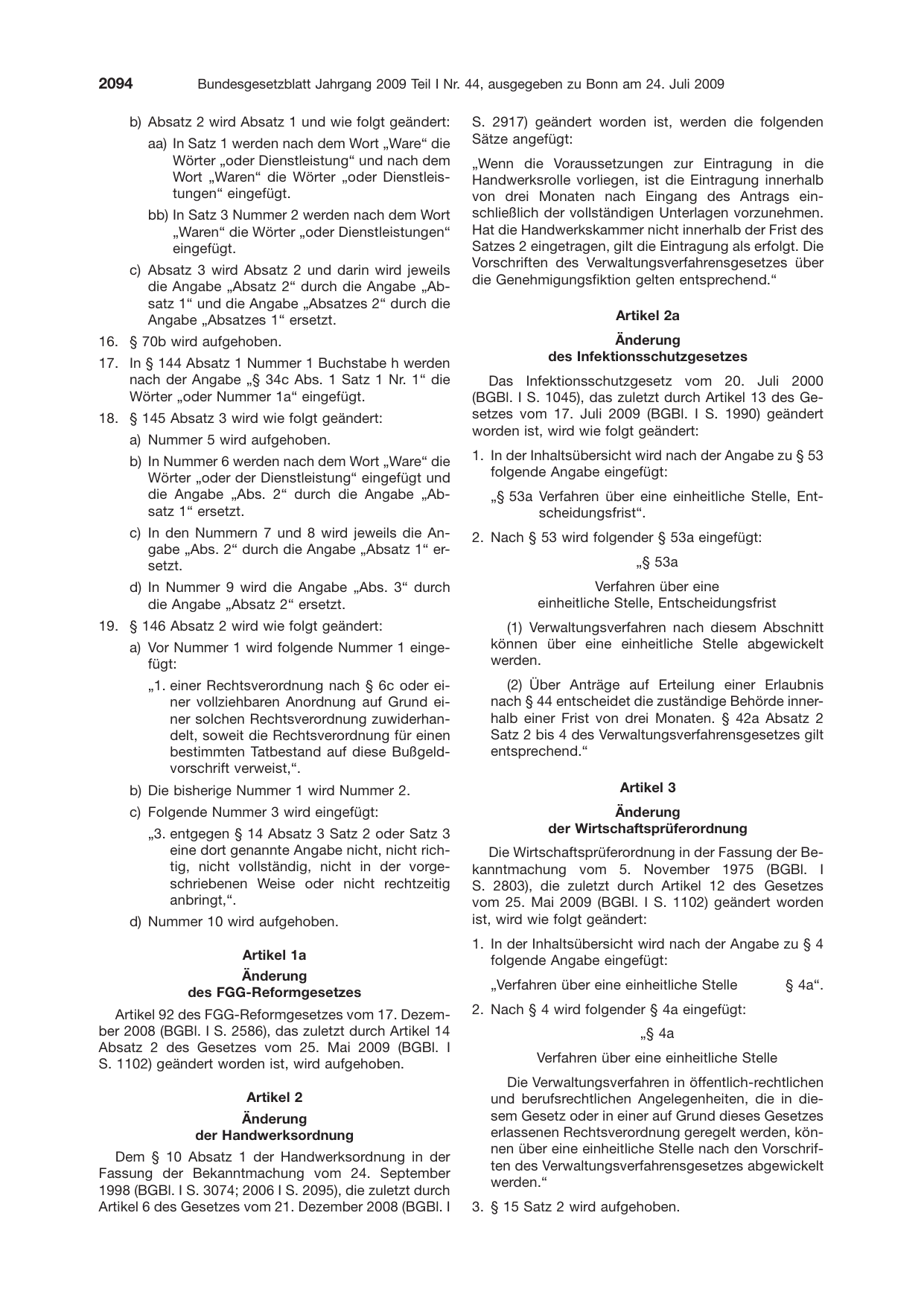 BGBl. 2009, Seite 2094 — Originalseite als Abbildung