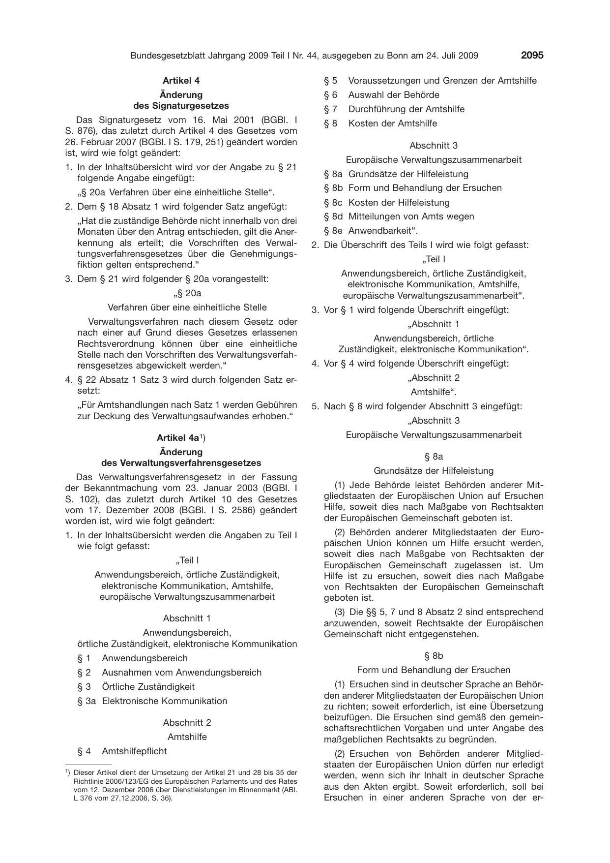 BGBl. 2009, Seite 2095 — Originalseite als Abbildung