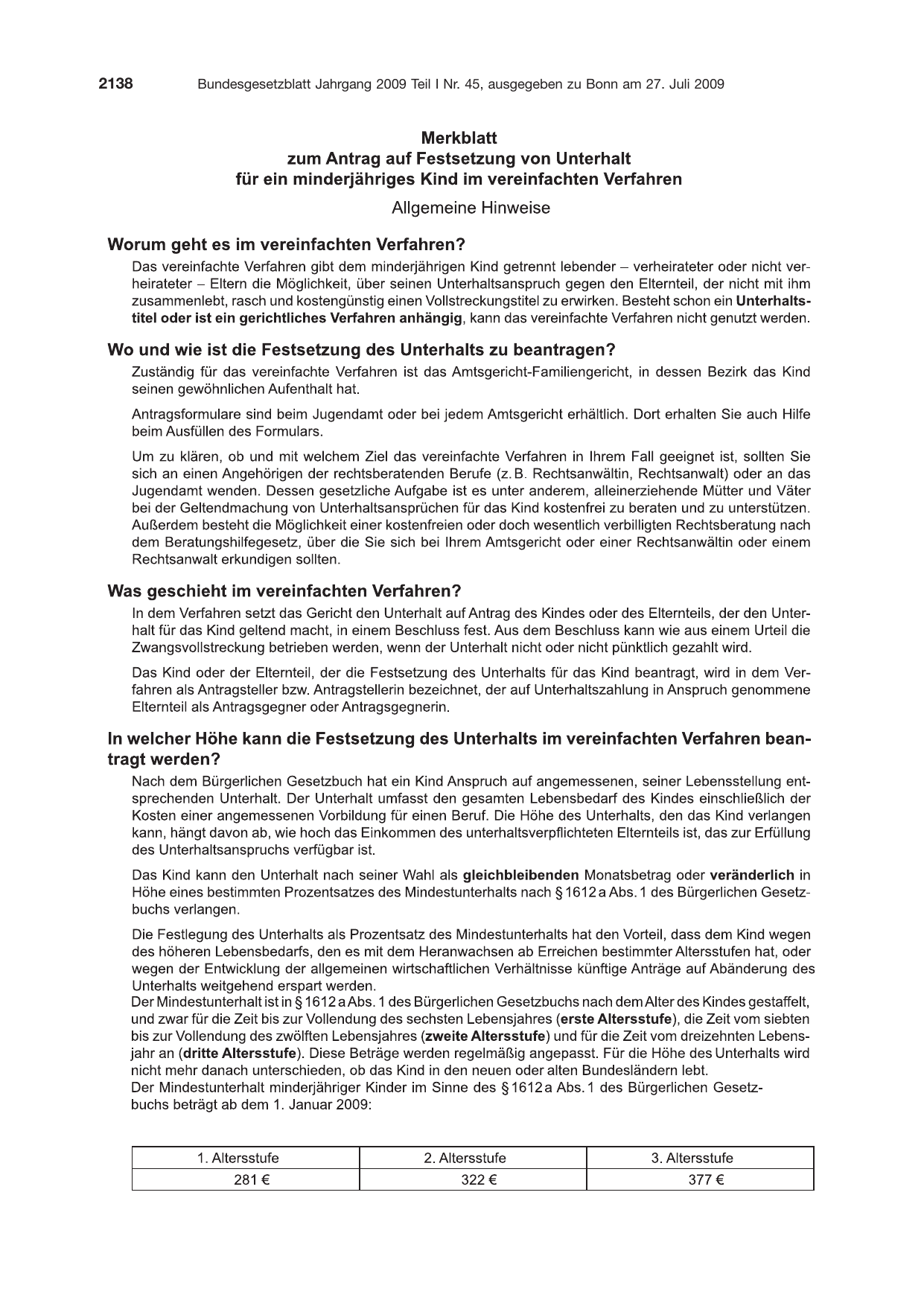 BGBl. 2009, Seite 2138 — Originalseite als Abbildung