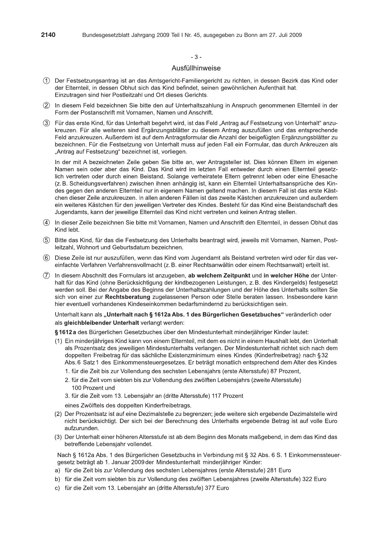 BGBl. 2009, Seite 2140 — Originalseite als Abbildung