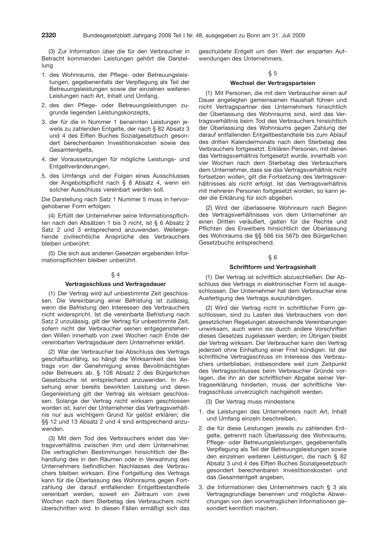 BGBl. 2009, Seite 2320 — Originalseite als Abbildung
