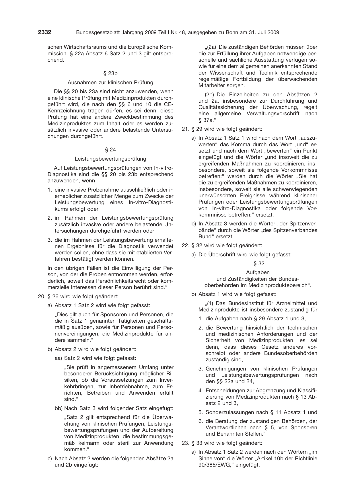 BGBl. 2009, Seite 2332 — Originalseite als Abbildung